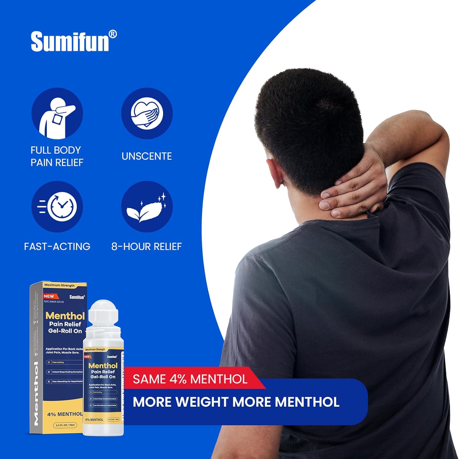 Menthol Pain Relief Gel-Roll On (4% Menthol, 74ml) | Topical Gel for Nerve, Muscle, Neck, Shoulder, Knee, and Back Pain Relief - Image 9