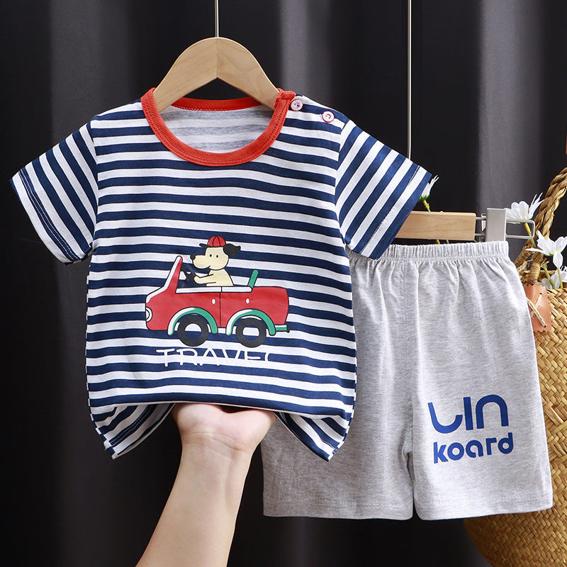2-Piece Baby Short-Sleeve Outfit Set with T-Shirt and Shorts | Soft Cotton Outdoor Wear for Boys and Girls - Image 20