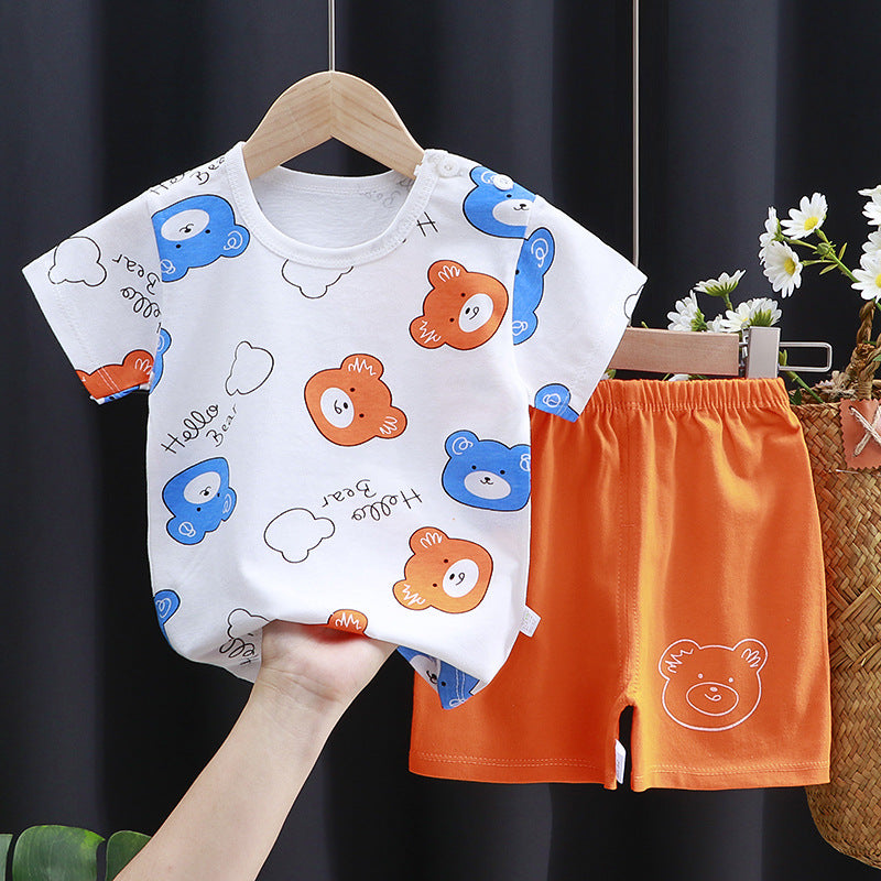 2-Piece Baby Short-Sleeve Outfit Set with T-Shirt and Shorts | Soft Cotton Outdoor Wear for Boys and Girls - Image 11