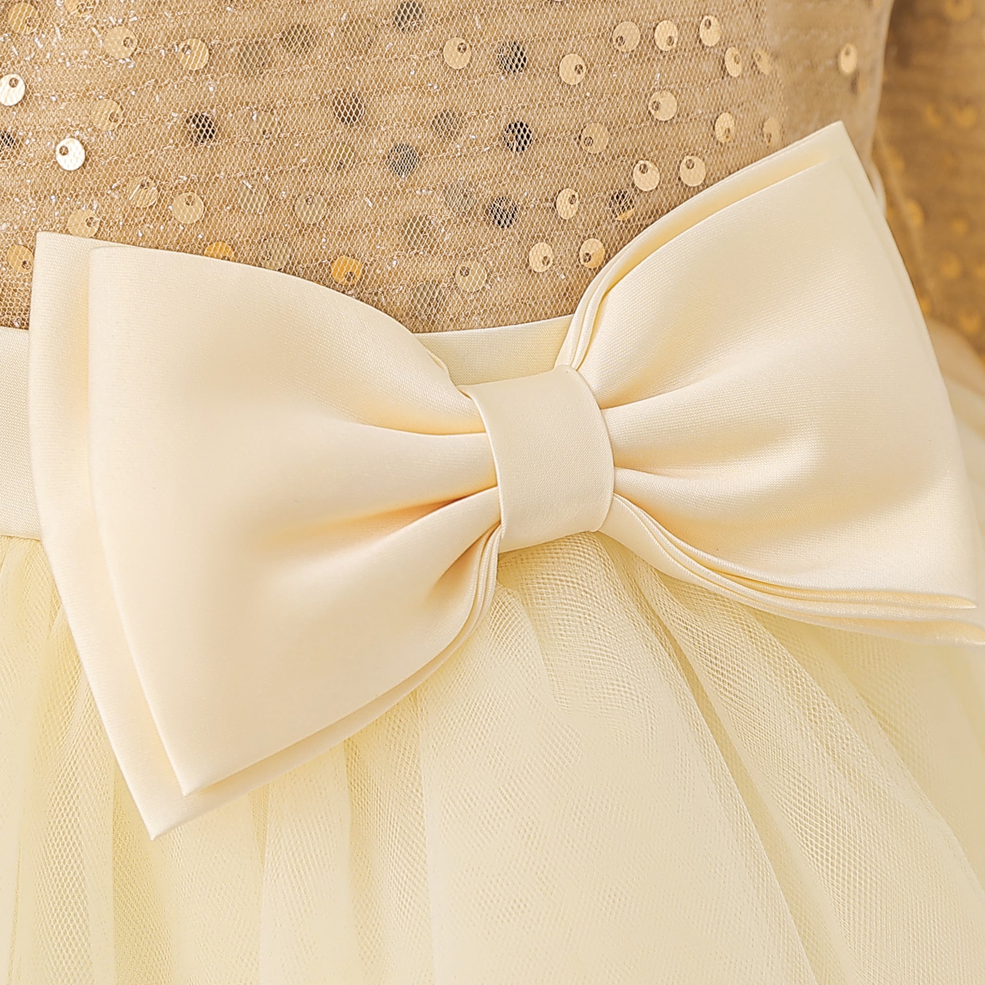 Royal Gold Long-Sleeve Baby Girl Sequin Dress (6-18 months) | Sparkling Gold Showstopper Princess Gown - Image 29