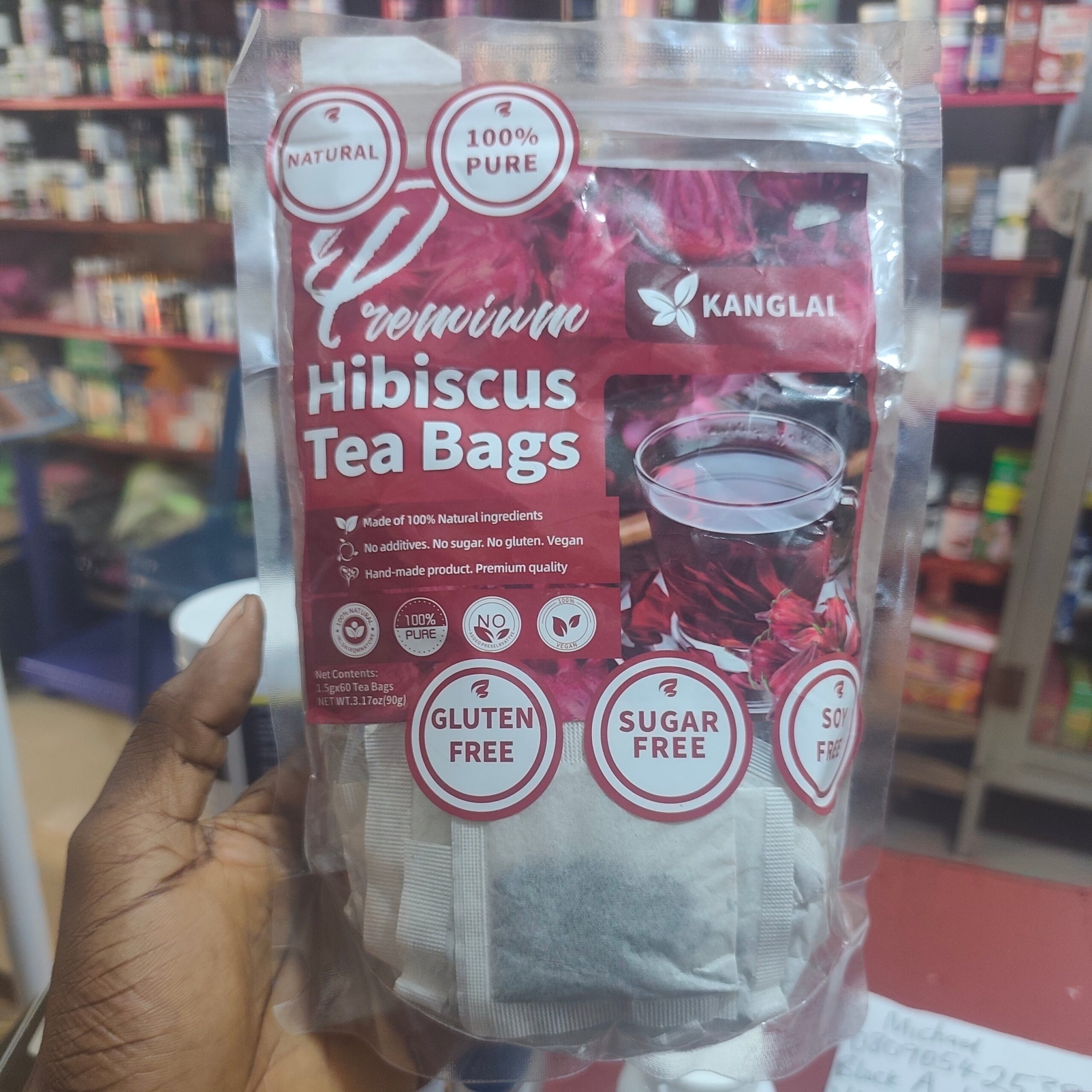 Premium Hibiscus (Zobo) Tea (1.5g × 60 teabags) | Herbal Tea for Heart Health, Blood Pressure, and Detoxification