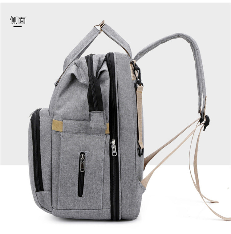 3-in-1 Convertible Diaper Bag Backpack with Crib, Changing Mat and Bottle Pockets | Mummy Bag with Built-in Foldable Bed - Image 17