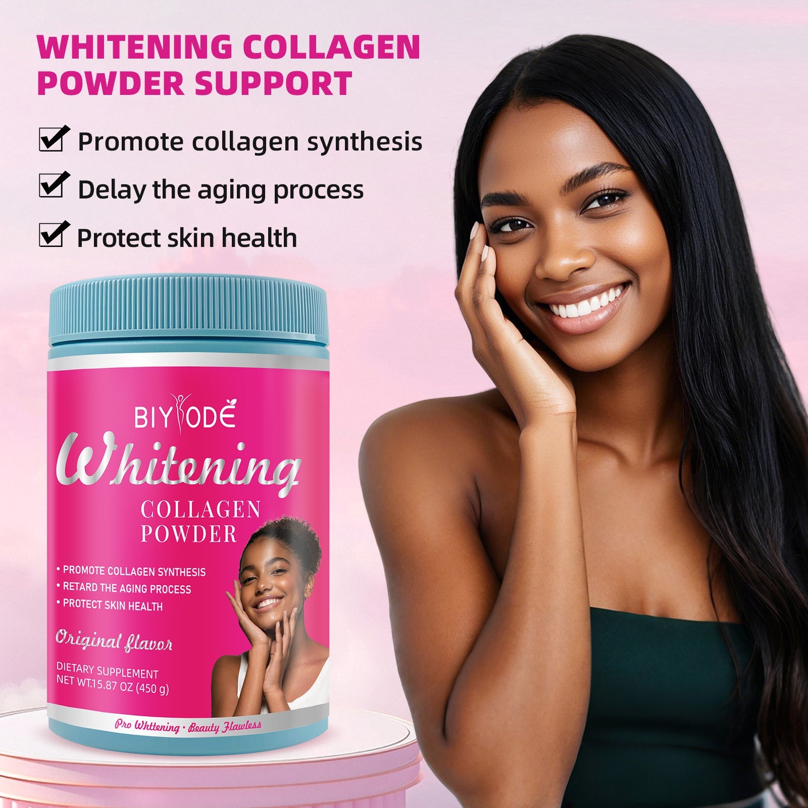 BIYODE Whitening Collagen Powder (450g size, 6g collagen, Unflavored) | Dietary Supplement for Anti-aging, Skin Health - Image 2