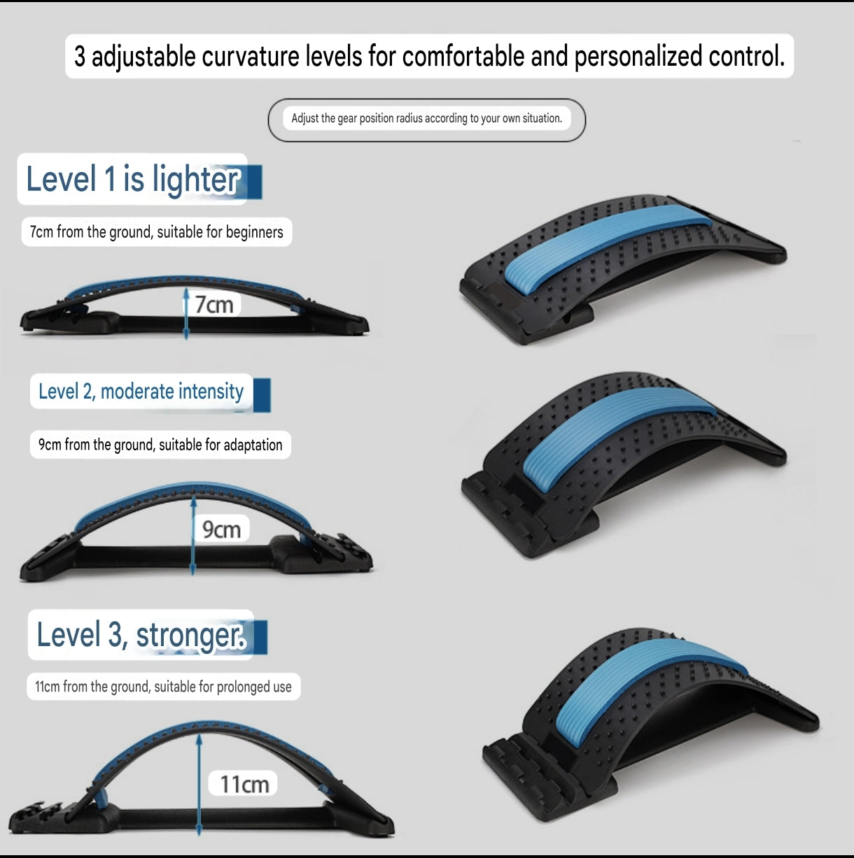 Adjustable Lumbar Stretcher for Back Pain Relief | 3-Level Back Stretcher, Lumbar Traction, and Lower Back Massage Board - Image 11