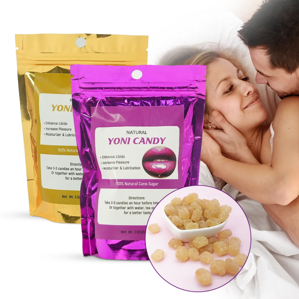 Yoni Candy (100grams, Yellow) | Sugar Lumps for Libido, Vaginal Wetness, Lubrication, and Sexual Pleasure - Image 3
