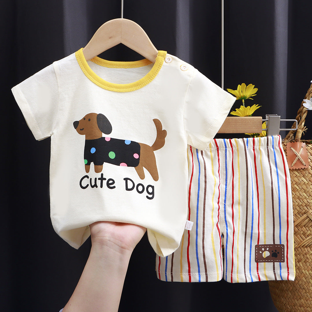 2-Piece Baby Short-Sleeve Outfit Set with T-Shirt and Shorts | Soft Cotton Outdoor Wear for Boys and Girls - Image 46