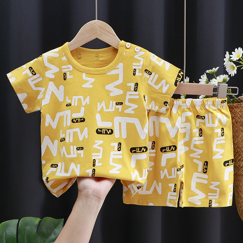 2-Piece Baby Short-Sleeve Outfit Set with T-Shirt and Shorts | Soft Cotton Outdoor Wear for Boys and Girls - Image 47