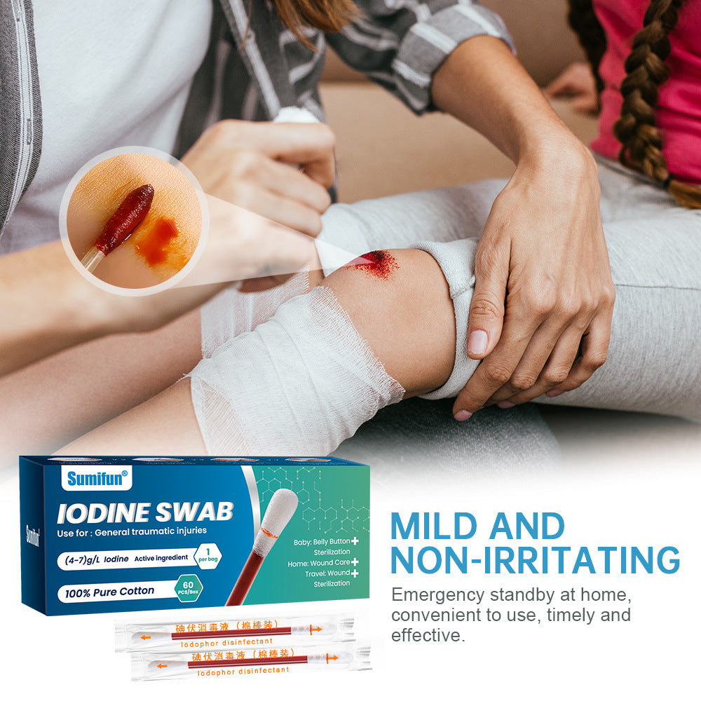 Iodine Swab (60 pieces) | Iodine Solution for Wound Sterilization, Wound Care, and Baby's Belly Button Sterilization - Image 2