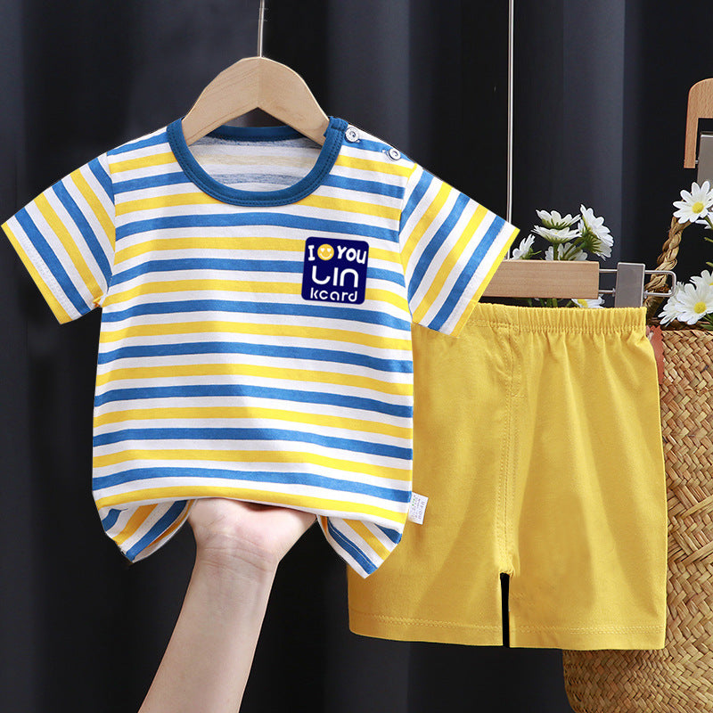 2-Piece Baby Short-Sleeve Outfit Set with T-Shirt and Shorts | Soft Cotton Outdoor Wear for Boys and Girls - Image 39