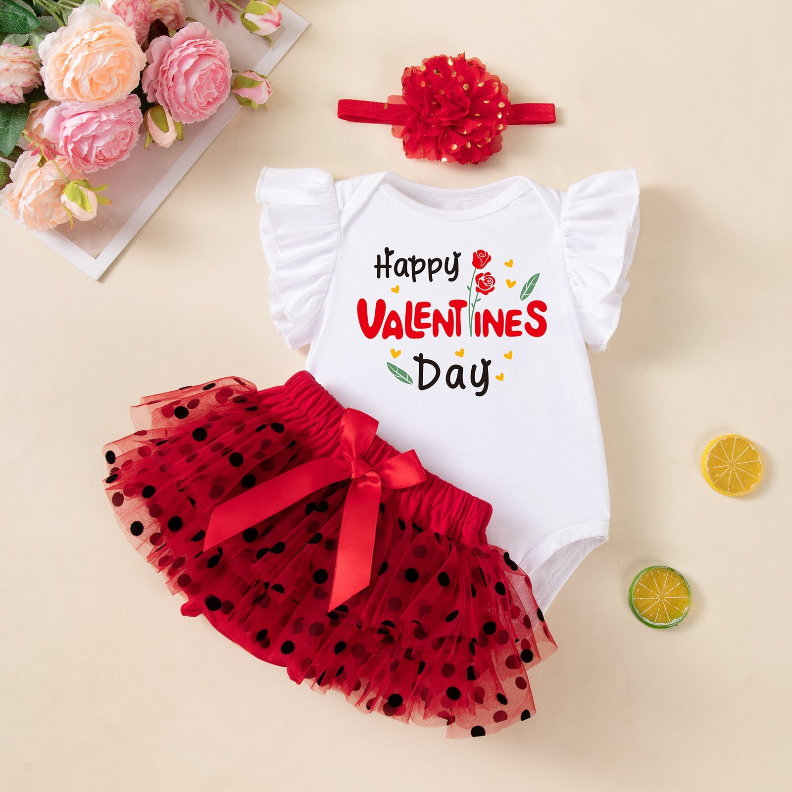Adorable Baby Girl Valentine Outfit Set (0-12 months) - Image 2