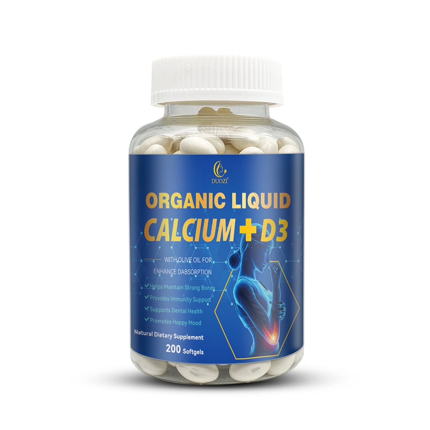 DUOZI Organic Liquid Calcium + Vitamin D3 Softgels