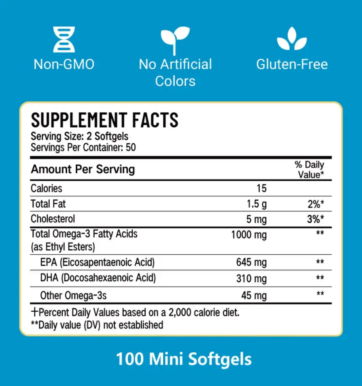 Omega-3 Fish Oil Capsule with EPA and DHA (100 softgels, 1000mg) | Dietary Supplement for Cardiovascular, Brain, Eye, Skin, Mood, and Inflammation - Image 14