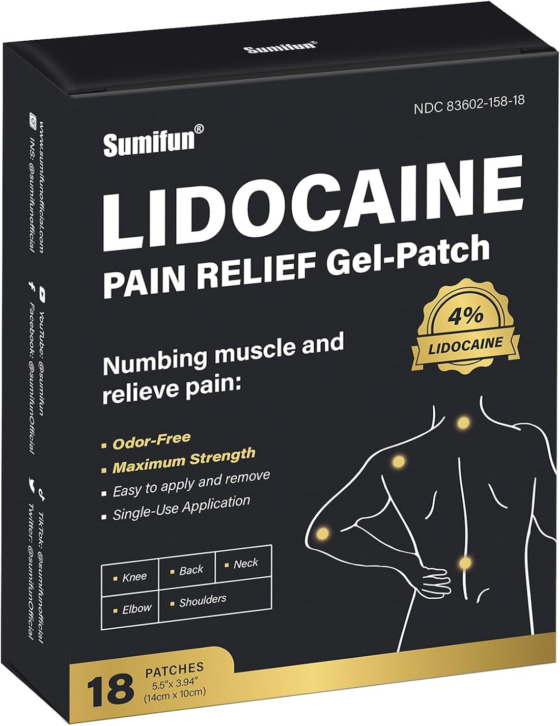 Lidocaine Pain Relief Gel-Patch (4% Lidocaine, 18 patches) | Medicated Patch for Numbing Muscle and Body Pains Relief - Image 16