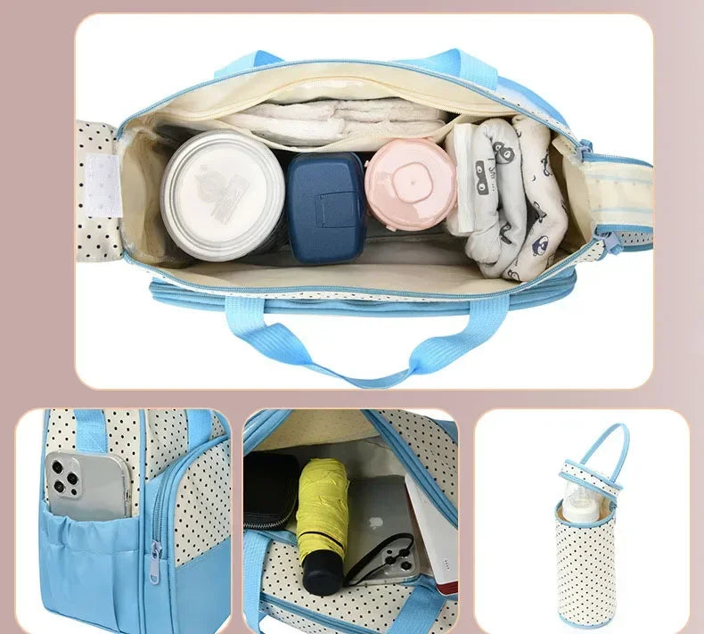 5-in-1 Diaper Bag Set with Large Bag, Small Bag, Bottle Bag, Food Bag, and Diaper Changing Pad - Image 2