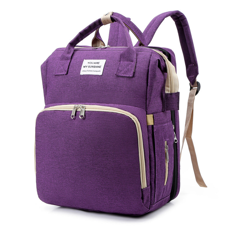 3-in-1 Convertible Diaper Bag Backpack with Crib, Changing Mat and Bottle Pockets | Mummy Bag with Built-in Foldable Bed - Image 29