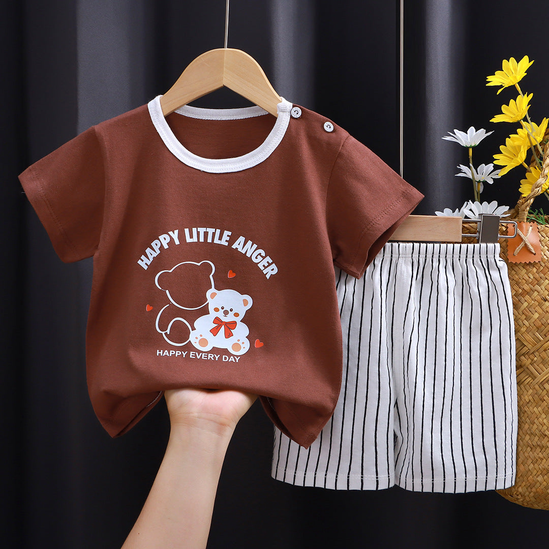 2-Piece Baby Short-Sleeve Outfit Set with T-Shirt and Shorts | Soft Cotton Outdoor Wear for Boys and Girls - Image 12