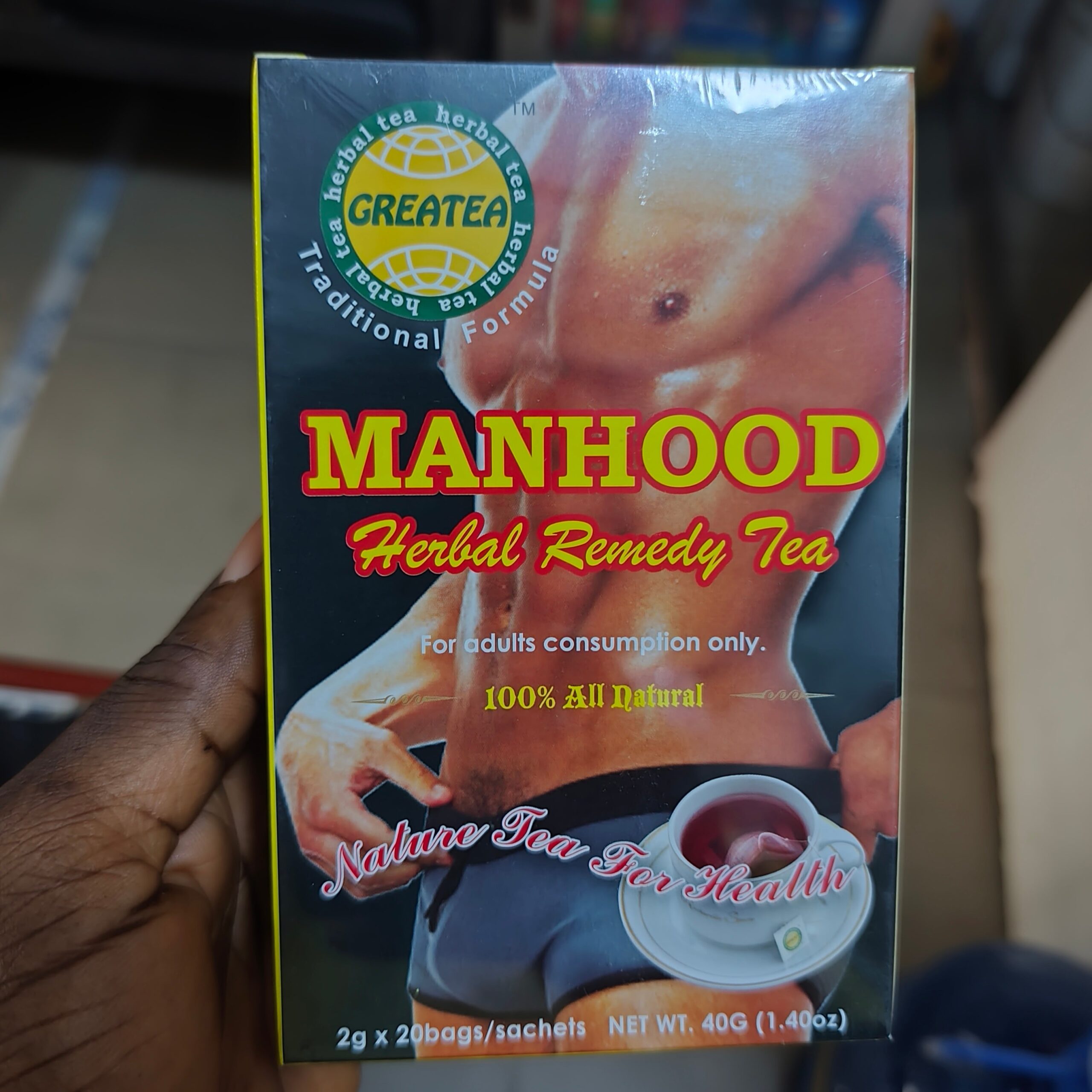GREATEA Manhood Remedy Tea (2g × 20 teabags) | Herbal Tea for Libido, Energy, Vitality, and Sexual Performance