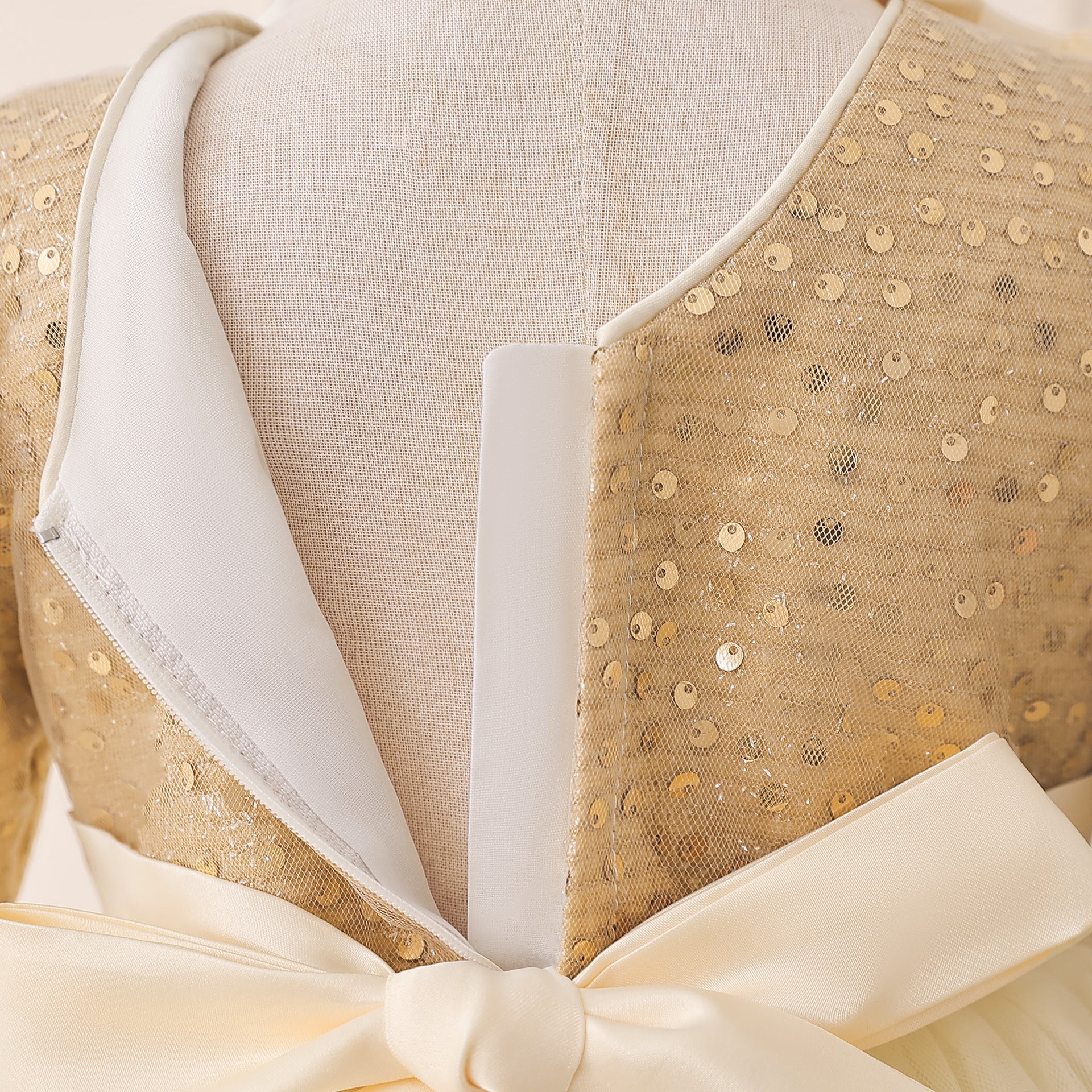 Royal Gold Long-Sleeve Baby Girl Sequin Dress (6-18 months) | Sparkling Gold Showstopper Princess Gown - Image 26