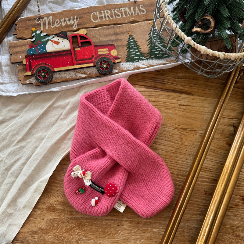 Cute Baby Knit Scarf with Cherry Decor (6 months - 6 years old) | Baby Cross Neck Warmer - Image 22