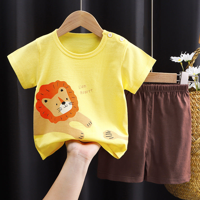 2-Piece Baby Short-Sleeve Outfit Set with T-Shirt and Shorts | Soft Cotton Outdoor Wear for Boys and Girls - Image 34