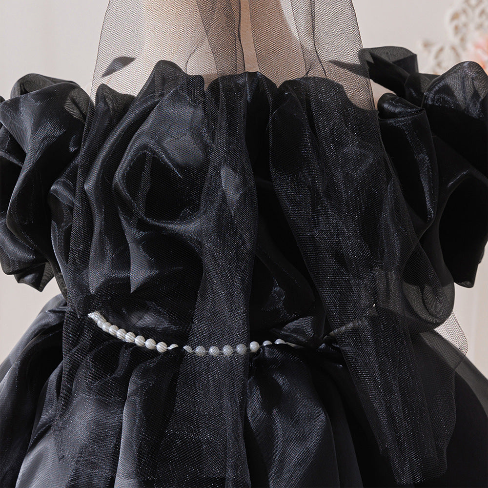 Elegant Baby Princess Dress with Ruffled Sleeves, Bow, and Pearl Waist Trim (6-18 months) | Special Occasion Ball Gown for Baby Girls - Image 58