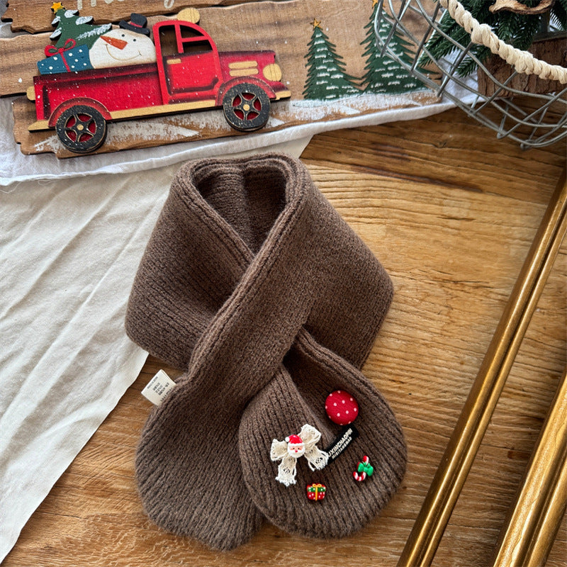Cute Baby Knit Scarf with Cherry Decor (6 months - 6 years old) | Baby Cross Neck Warmer - Image 13