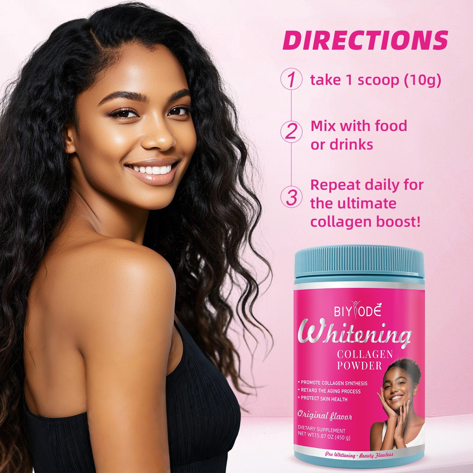 BIYODE Whitening Collagen Powder (450g size, 6g collagen, Unflavored) | Dietary Supplement for Anti-aging, Skin Health - Image 5