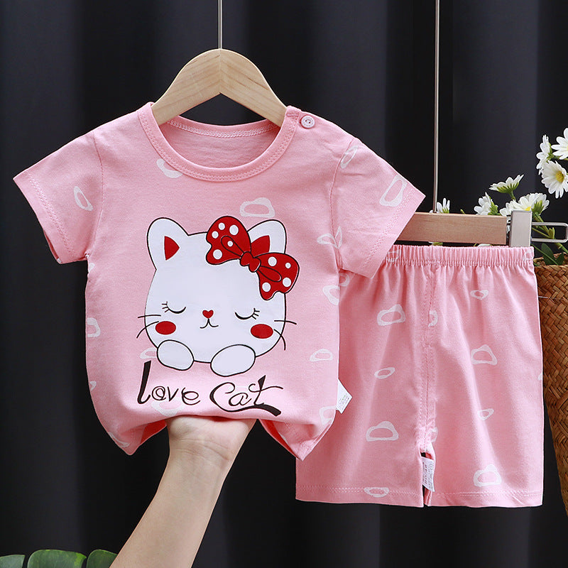 2-Piece Baby Short-Sleeve Outfit Set with T-Shirt and Shorts | Soft Cotton Outdoor Wear for Boys and Girls - Image 35