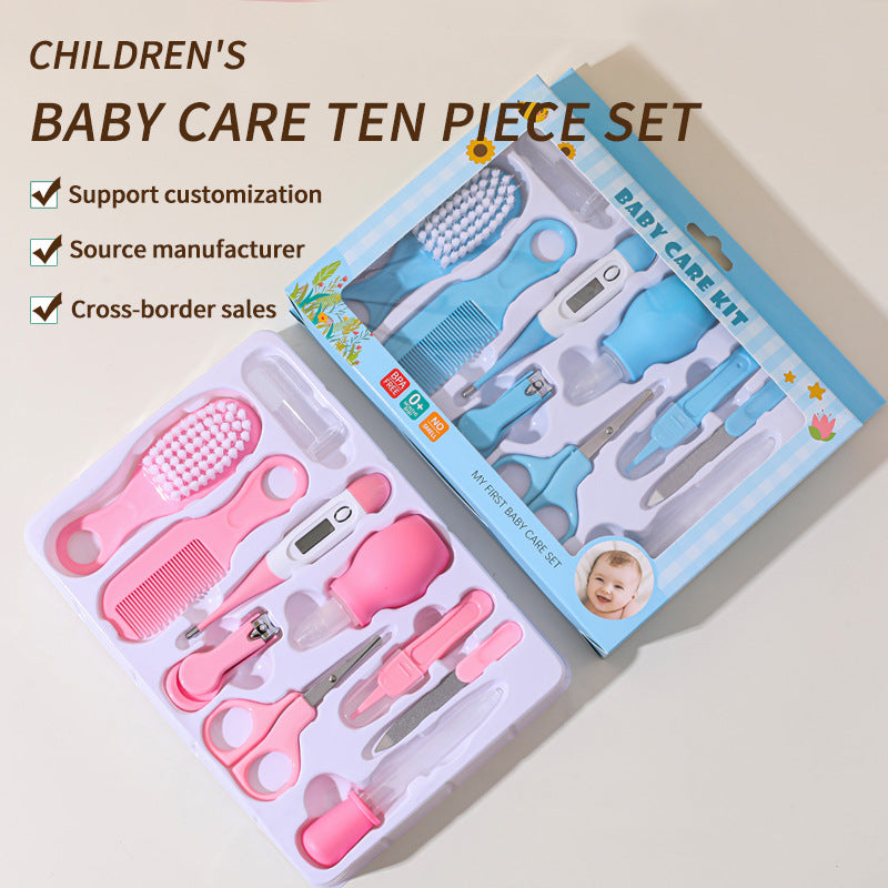 10-Piece Baby Care and Grooming Kit with Hair Brush, Comb, Nasal Aspirator, Digital Thermometer, Nail Scissors, Nail Clipper, Medicine Dropper, Nail File, Nose Tweezer, and Nail Clipper Cover - Image 14