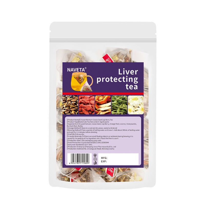 NAVETA Liver Protecting Tea with Chrysanthemum, Cassia Seed, Goji Berry, and Burdock Root (20 packs)