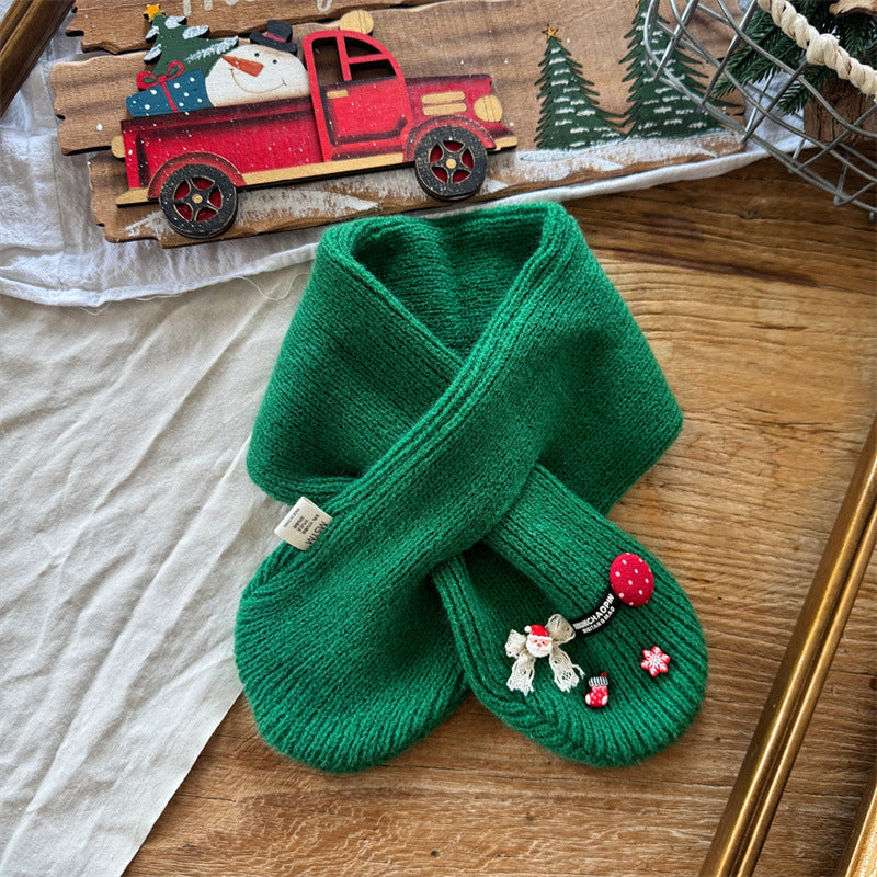 Cute Baby Knit Scarf with Cherry Decor (6 months - 6 years old) | Baby Cross Neck Warmer - Image 25