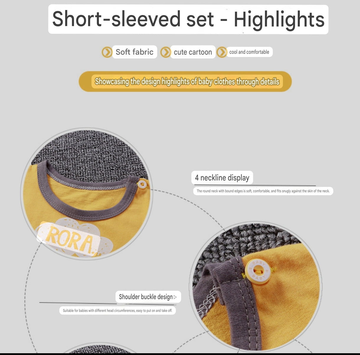 2-Piece Baby Short-Sleeve Outfit Set with T-Shirt and Shorts | Soft Cotton Outdoor Wear for Boys and Girls - Image 52