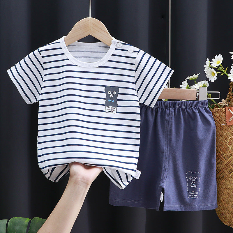2-Piece Baby Short-Sleeve Outfit Set with T-Shirt and Shorts | Soft Cotton Outdoor Wear for Boys and Girls - Image 26
