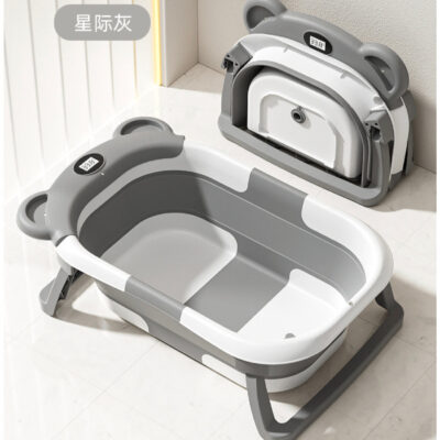 Double-Folding Baby Bathtub with Digital Temperature Display