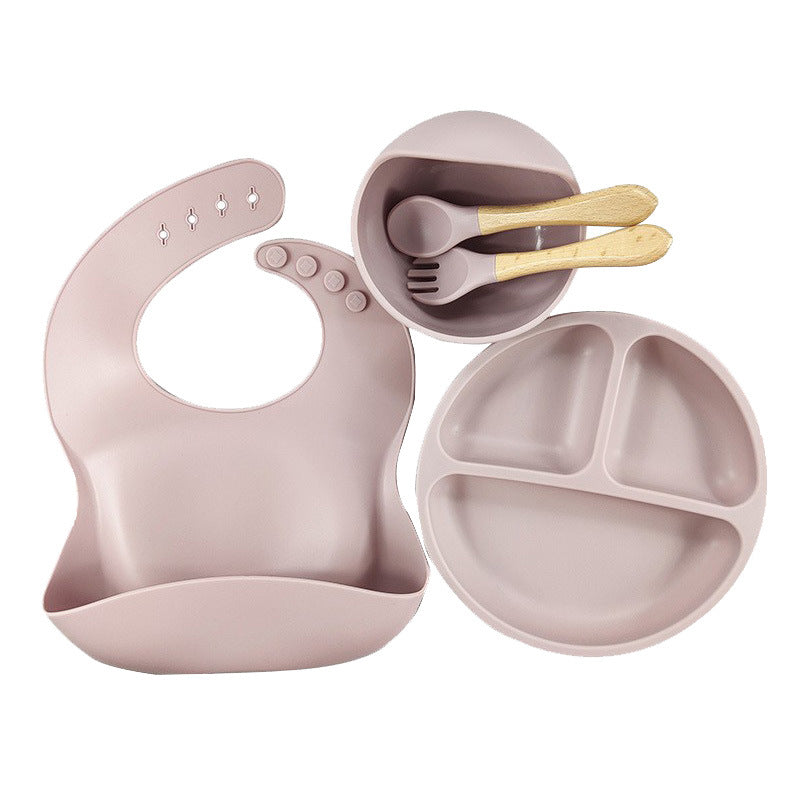 5-Piece Silicone Baby Weaning and Feeding Set with Bib, Plate, Bowl, Training Spoon, and Training Fork (6 months - 3 years) | Baby Feeding Essentials Set - Image 5