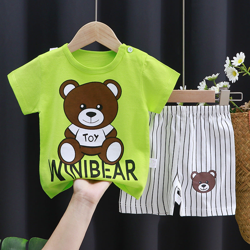 2-Piece Baby Short-Sleeve Outfit Set with T-Shirt and Shorts | Soft Cotton Outdoor Wear for Boys and Girls - Image 49