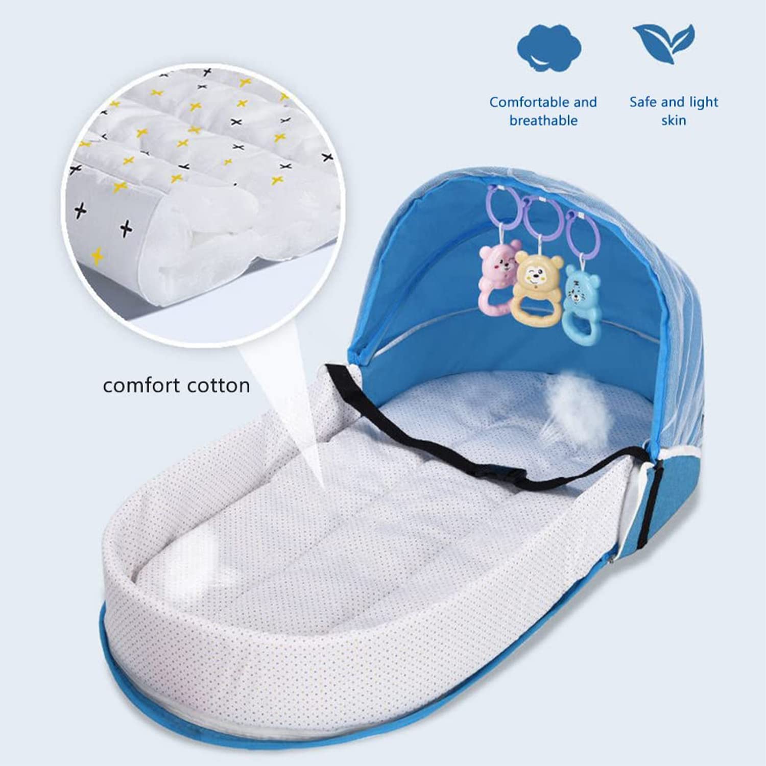 2-in-1 Portable Baby Bed with Mosquito Net and Diaper Bag (0-10 months) | Foldable Newborn Travel Bassinet - Image 16