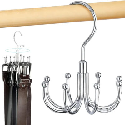 8-Hook 360° Steel Rotating Hanger | Space Saving Wardrobe Organizer