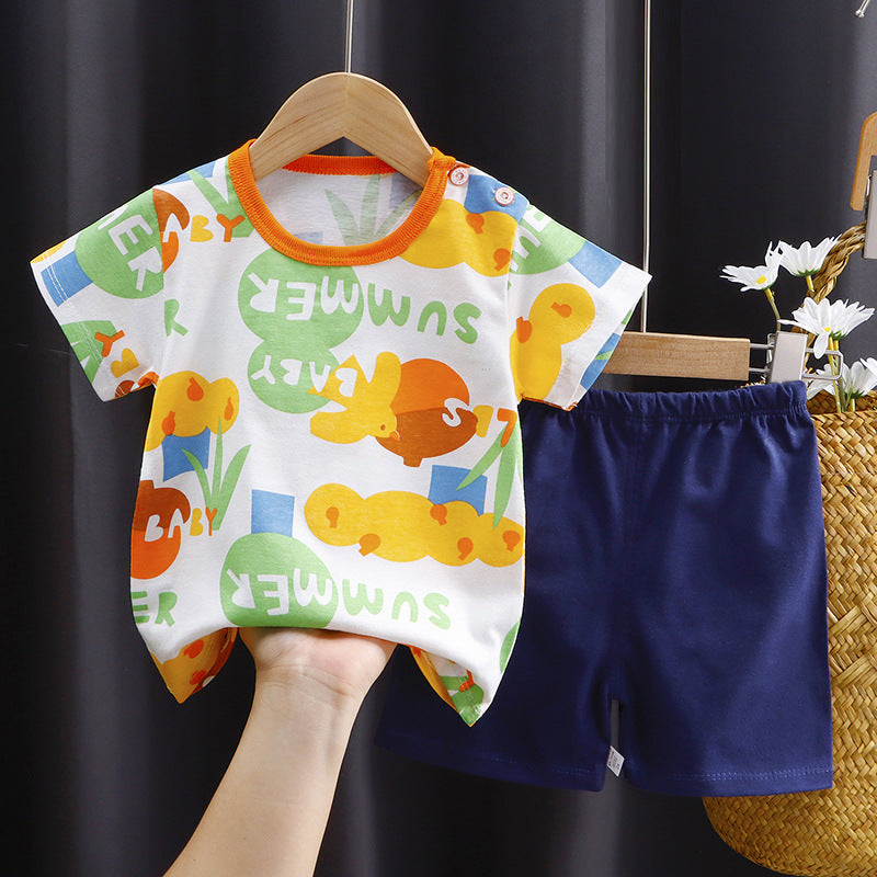 2-Piece Baby Short-Sleeve Outfit Set with T-Shirt and Shorts | Soft Cotton Outdoor Wear for Boys and Girls - Image 10