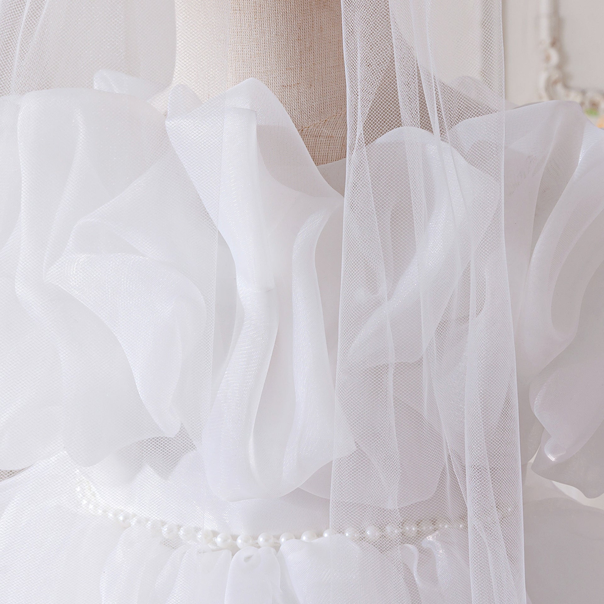 Elegant Baby Princess Dress with Ruffled Sleeves, Bow, and Pearl Waist Trim (6-18 months) | Special Occasion Ball Gown for Baby Girls - Image 73