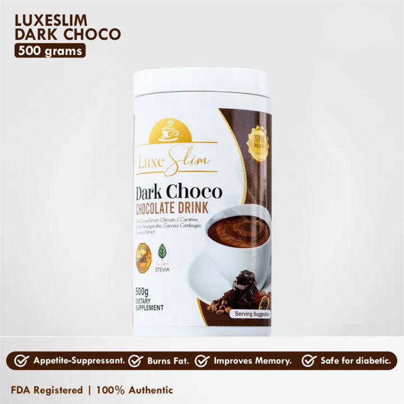 LuxeSlim Dark Choco Chocolate Drink Powder with Cocoa, Arabica Coffee and L-Carnitine (500 grams) - Image 2