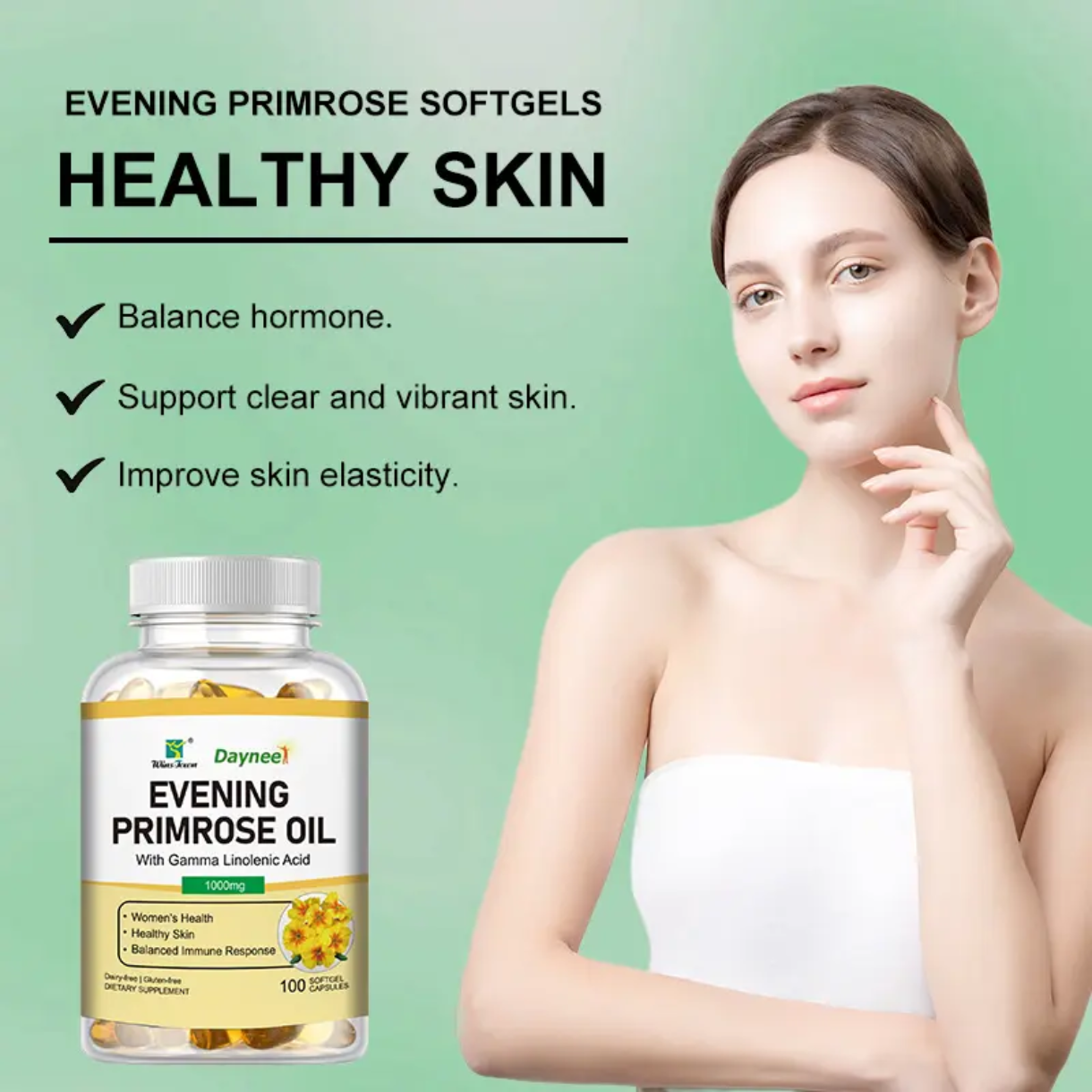 Evening Primrose Oil Capsules | Dietary Supplement for Women's Health, Skin, Immunity, and Hormonal Balance - Image 4