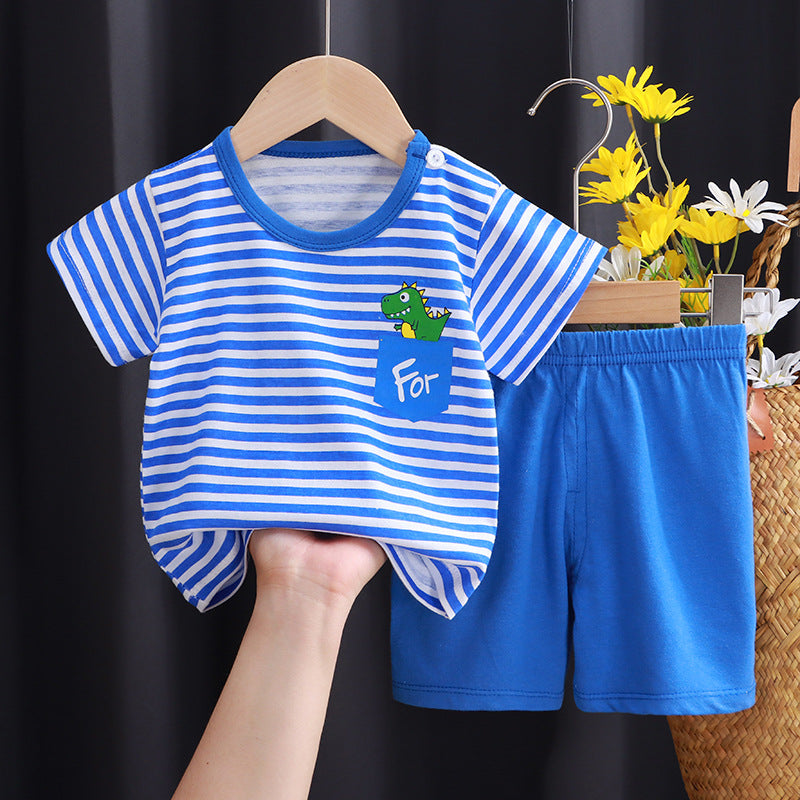 2-Piece Baby Short-Sleeve Outfit Set with T-Shirt and Shorts | Soft Cotton Outdoor Wear for Boys and Girls - Image 32