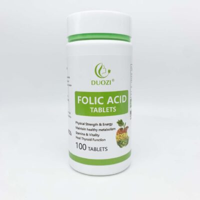 DUOZI Folic Acid Tablet (100 tablets, 1200mg) | Dietary Supplement for Prenatal, Thyroid Function, Fertility, Energy, and Cell Growth