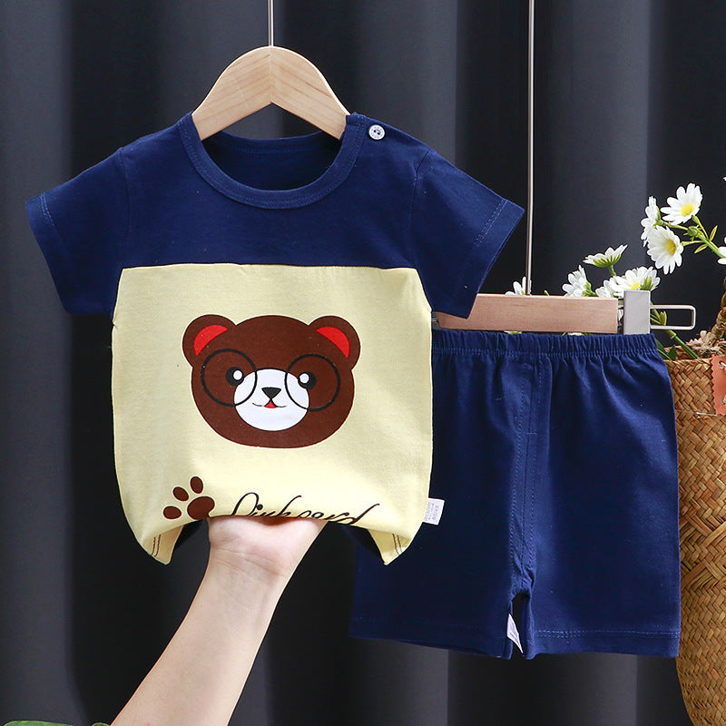 2-Piece Baby Short-Sleeve Outfit Set with T-Shirt and Shorts | Soft Cotton Outdoor Wear for Boys and Girls - Image 50
