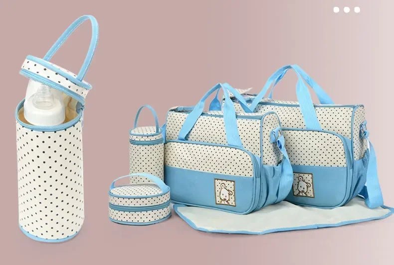 5-in-1 Diaper Bag Set with Large Bag, Small Bag, Bottle Bag, Food Bag, and Diaper Changing Pad - Image 17