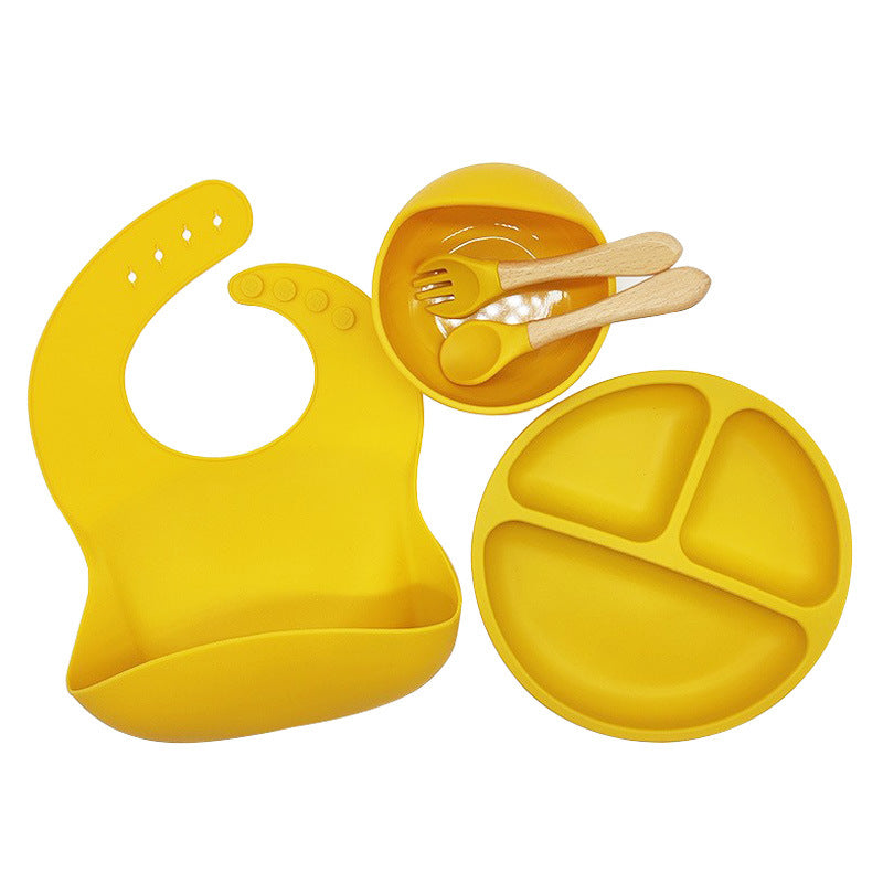 5-Piece Silicone Baby Weaning and Feeding Set with Bib, Plate, Bowl, Training Spoon, and Training Fork (6 months - 3 years) | Baby Feeding Essentials Set - Image 12