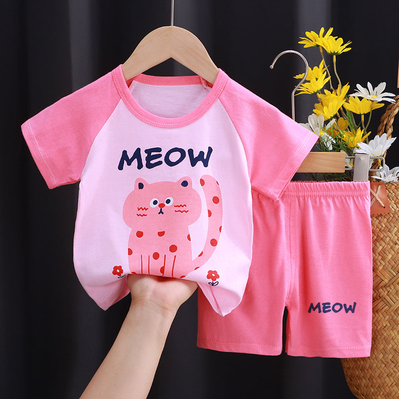 2-Piece Baby Short-Sleeve Outfit Set with T-Shirt and Shorts | Soft Cotton Outdoor Wear for Boys and Girls - Image 51
