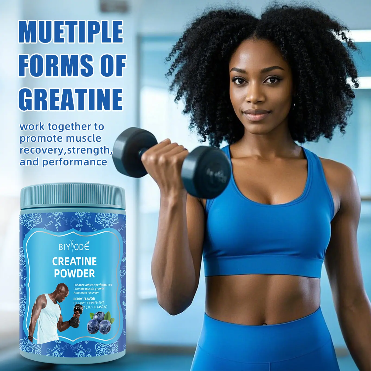 BIYODE Creatine Monohydrate Powder (450g size, 5g Creatine, 90 servings, Berry flavor) | Dietary Supplement for Muscle Growth, Athletic Performance, Muscle Recovery, and Cognitive Function - Image 5