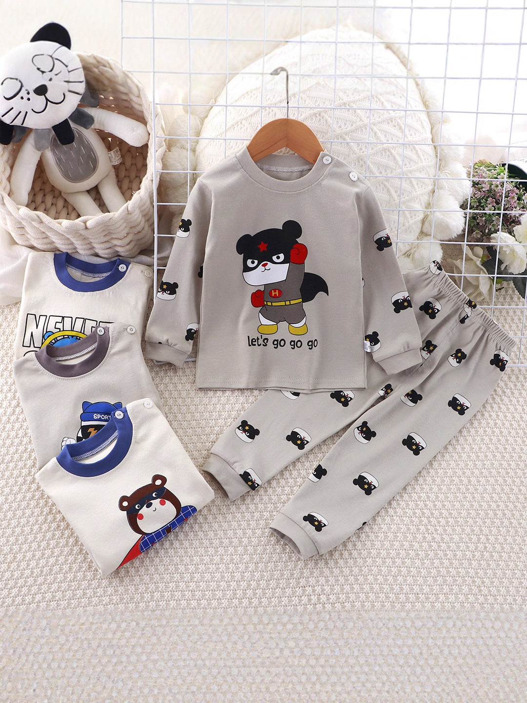 2-Piece Pajamas Set with Long-Sleeve Top and Pants for Boys and Girls | Adorable Soft Cotton Nightwear and Sleepwear Set - Image 15